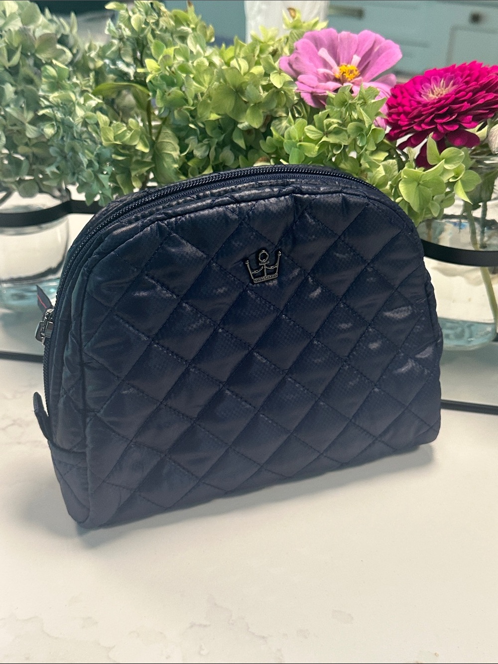 Oliver Thomas Quilted Small Makeup Pouch - Black